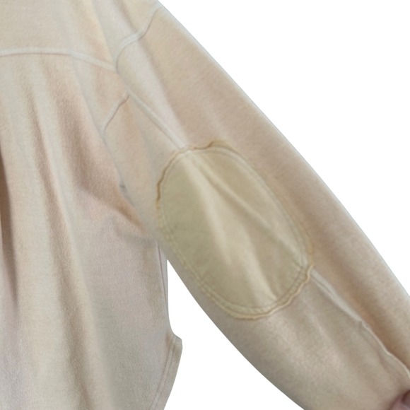 Free People Oversized Shacket Shirt Jacket Peach Fleece Elbow Patch Pockets XS - Picture 9 of 9